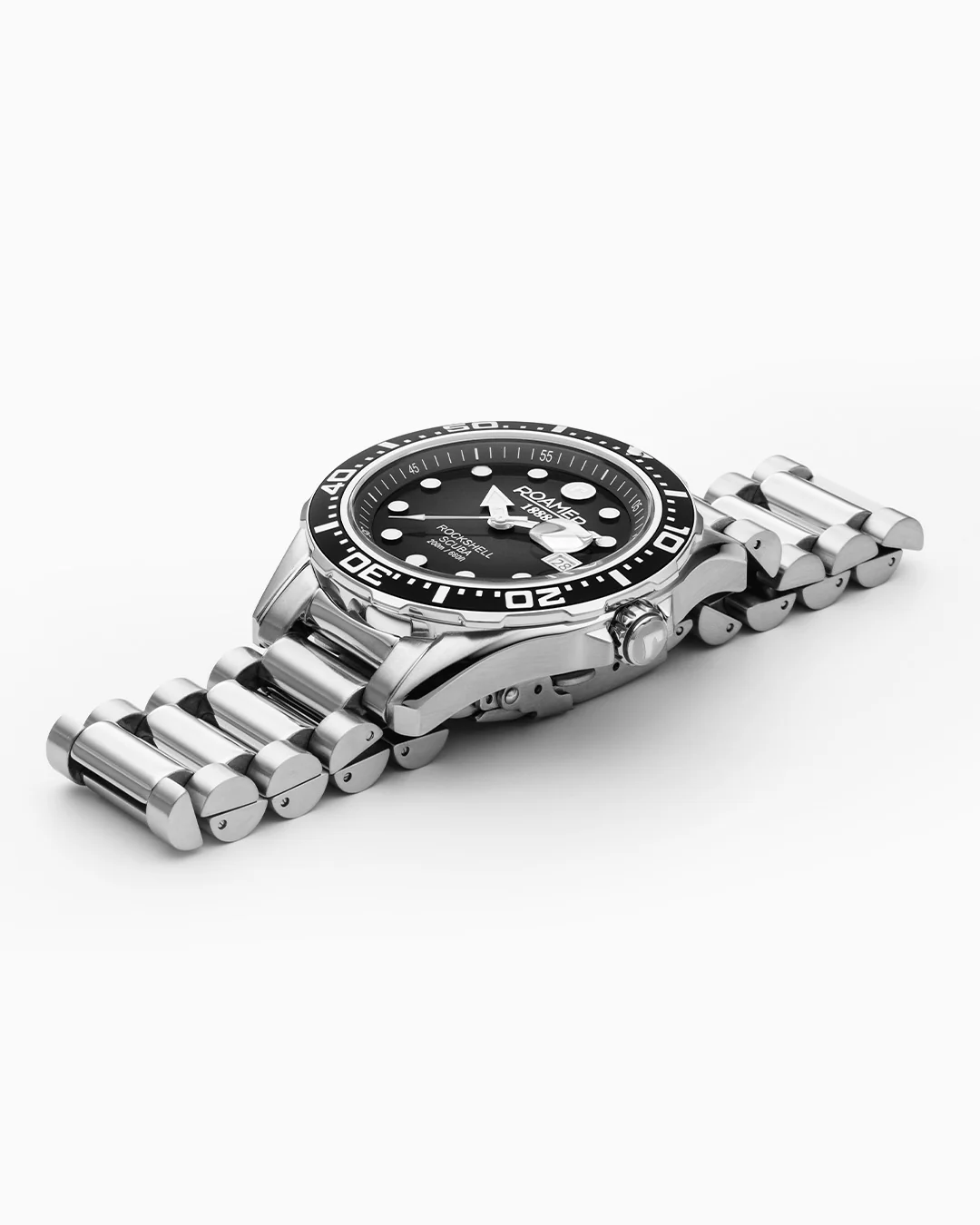 Rockshell Mark III Scuba 44 mm Quartz Three-Hand Date Black Dial Turning Bezel Silver Bracelet Sapphire glass Stainless Steel swiss watch - Image 3