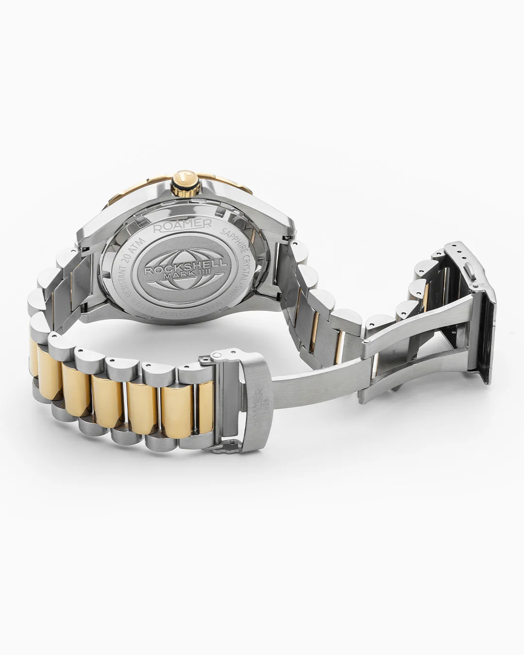 Rockshell Mark III Scuba 44 mm Quartz Three-Hand Date Turning Bezel Two-Tone Bracelet Sapphire glass Stainless Steel swiss watch - Image 4