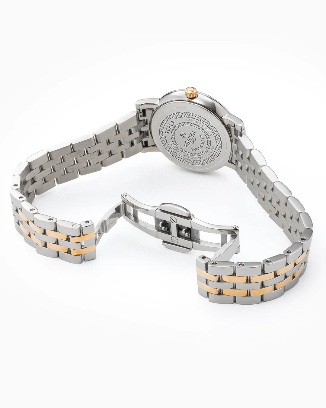 Scala 28 mm Quartz Two-Hand White Mop Dial Rose Gold-Silver Tone Bracelet Sapphire glass Stainless Steel swiss watch - Image 4
