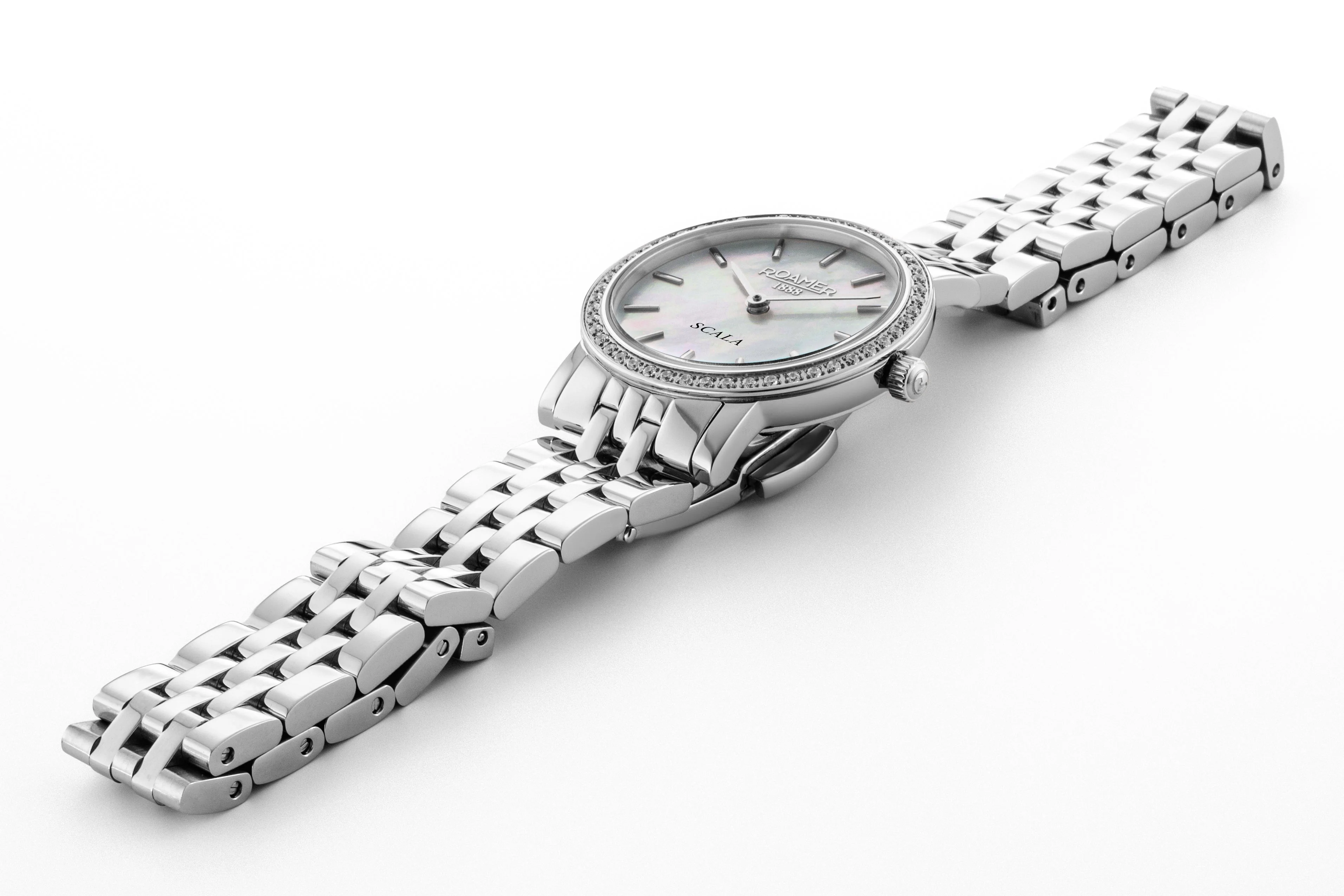 Scala 28 mm Quartz Two-Hand White MOP Silver Bracelet Sapphire glass Stainless Steel swiss watch - Image 3