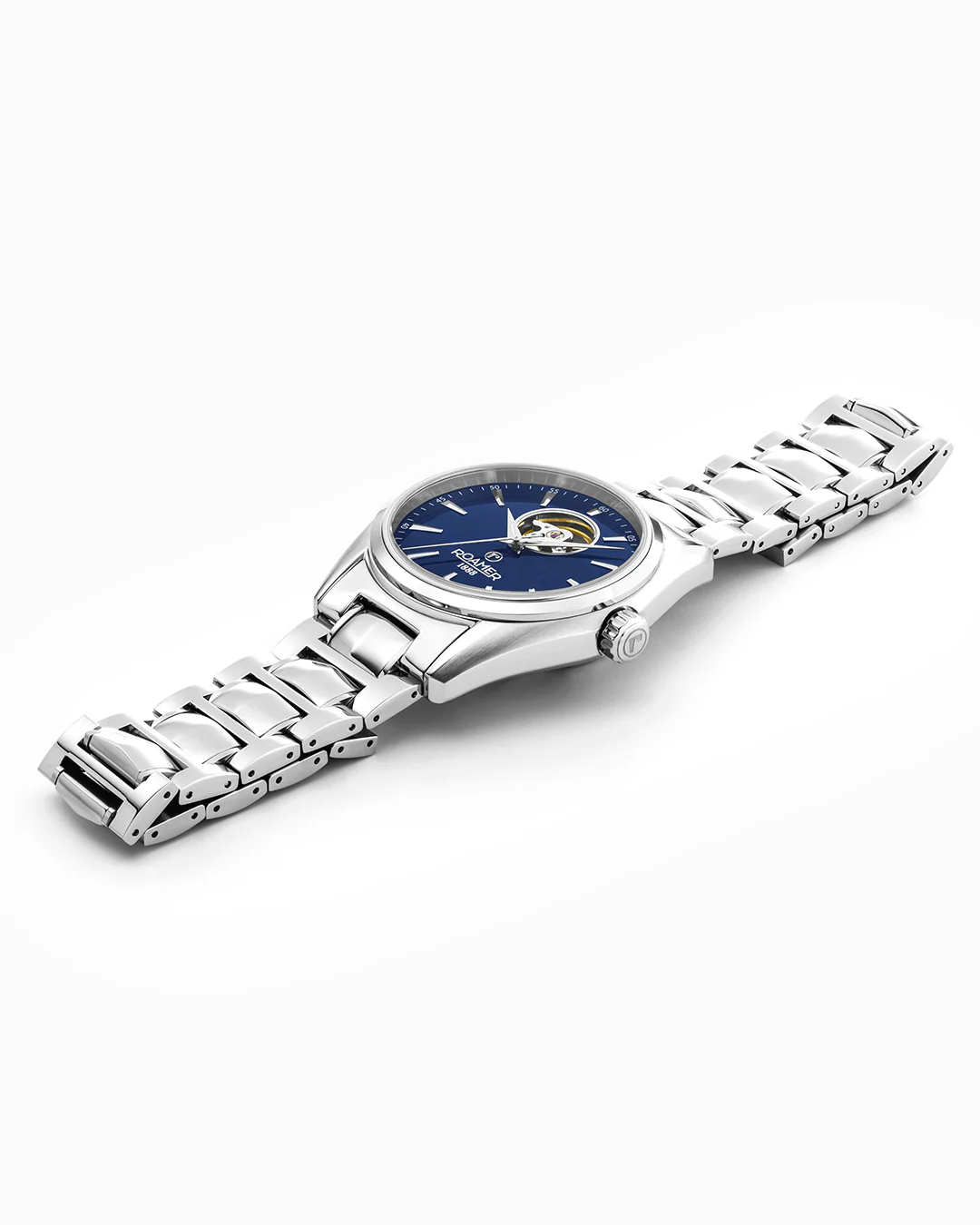 Searock Master 42 mm Automatic Three-Hand Date Blue Sunray Dial Silver Bracelet Sapphire antireflection glass Stainless Steel swiss watch - Image 3