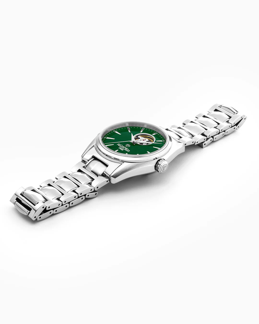 Searock Master 42 mm Automatic Three-Hand Date Green Sunray Dial Silver Bracelet Sapphire antireflection glass  Stainless Steel swiss watch - Image 3