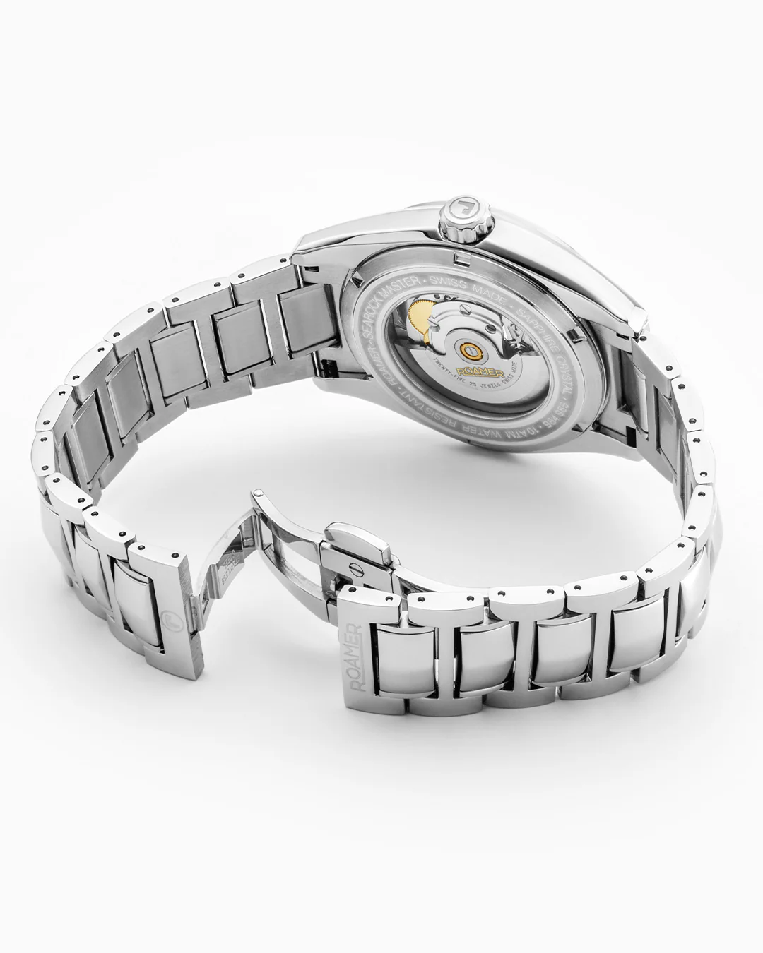 Searock Master 42 mm Automatic Three-Hand Date Green Sunray Dial Silver Bracelet Sapphire antireflection glass  Stainless Steel swiss watch - Image 4