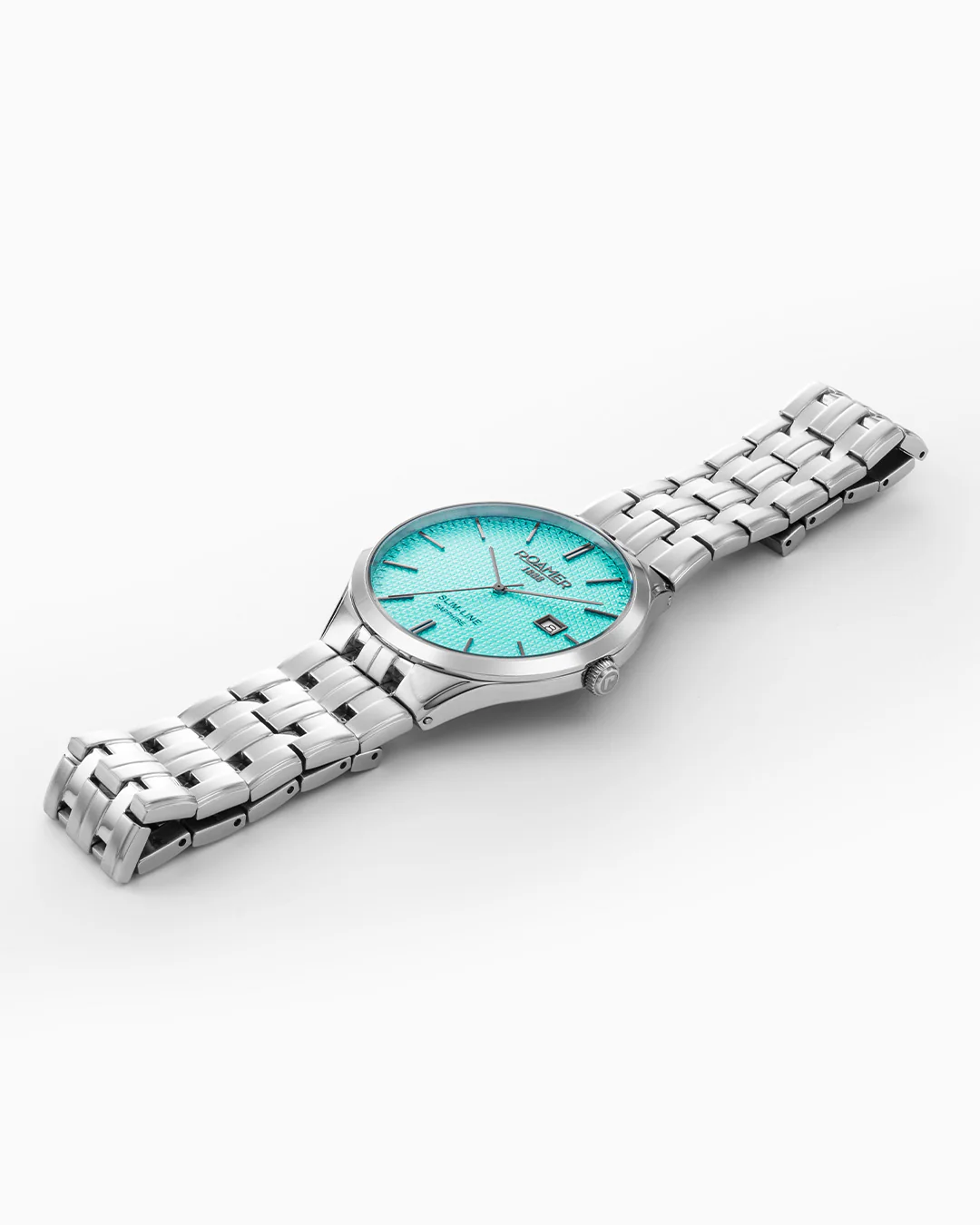 Slim Line Classic 40 mm Quartz Three-Hand Date Sky Blue Dial Silver Bracelet Sapphire glass Stainless Steel swiss watch - Image 3