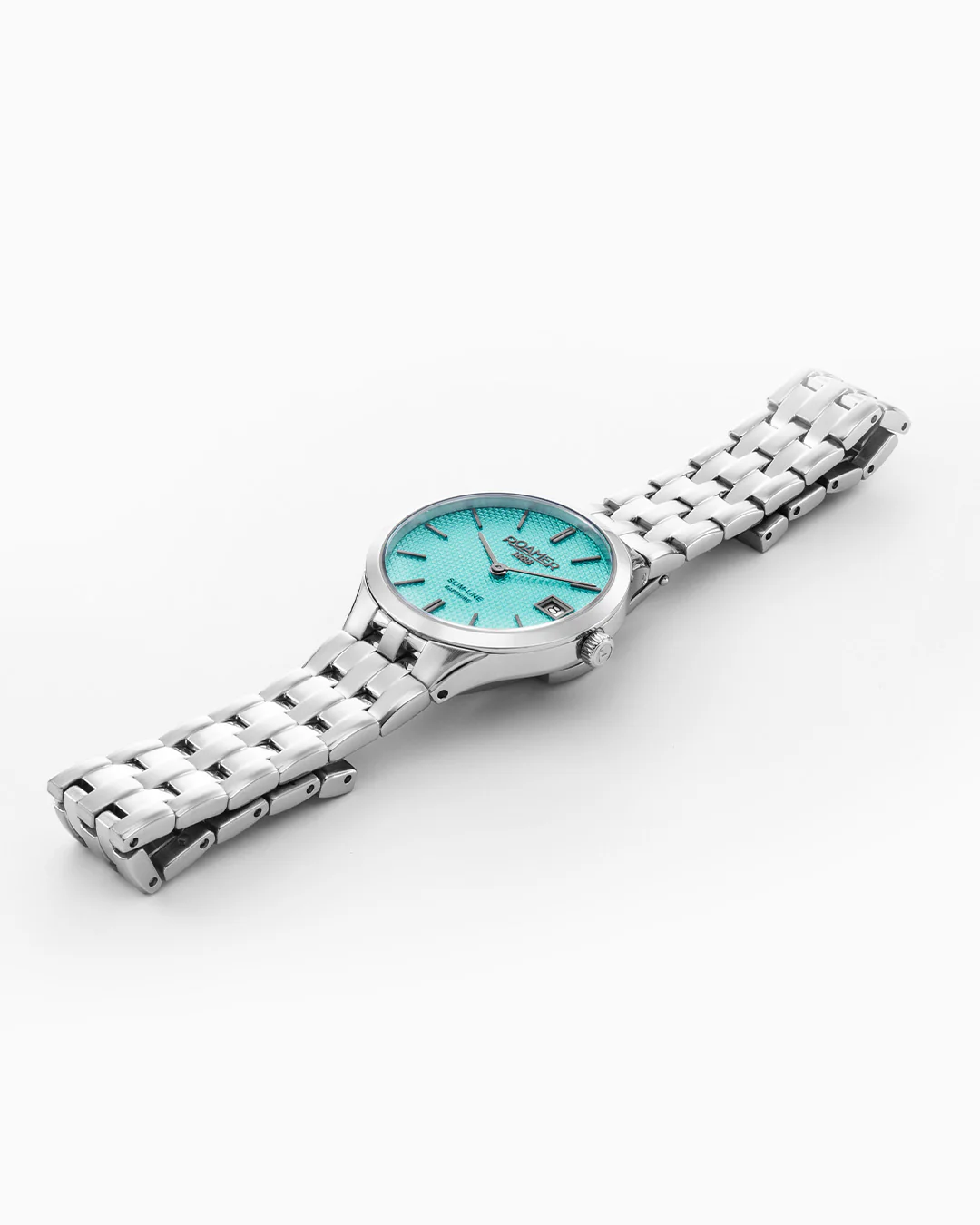 Slim Line Classic Ladies 30mm Quartz Two-Hand Date Sky Blue Dial Silver Bracelet Sapphire glass Stainless Steel swiss watch - Image 3