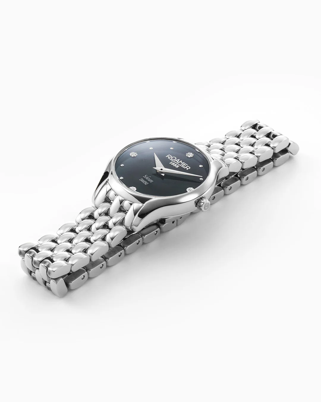 Soleure 30mm Quartz Two-Hand Black Mop Dial  Silver Bracelet Sapphire glass Stainless Steel swiss watch - Image 3