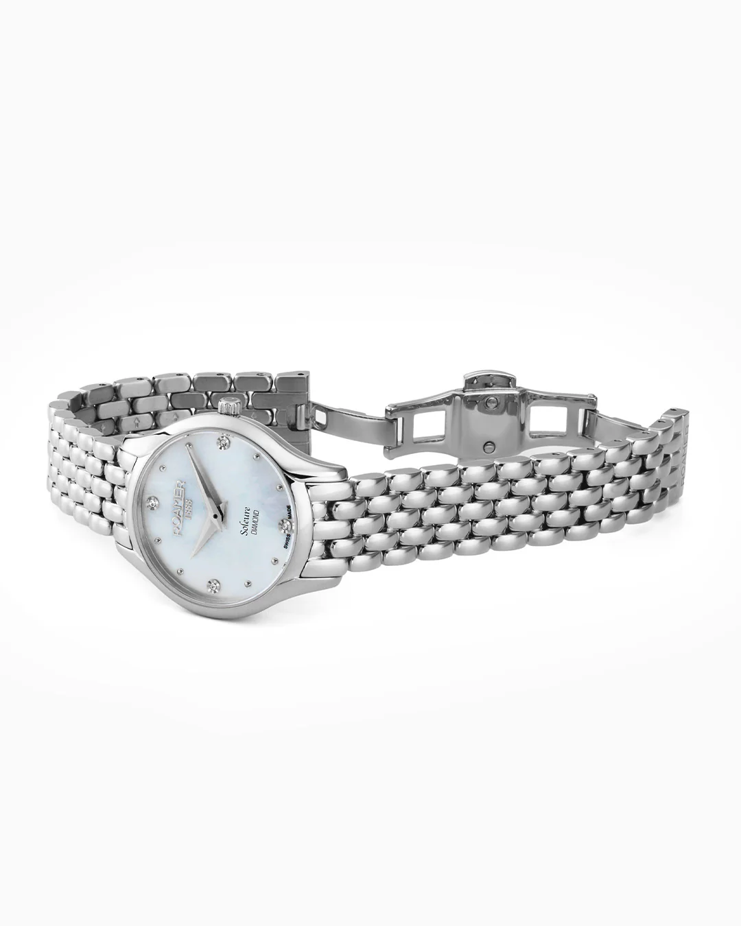 Soleure 30mm Quartz Two-Hand White Mop Dial Silver Bracelet Sapphire glass Stainless Steel swiss watch - Image 2