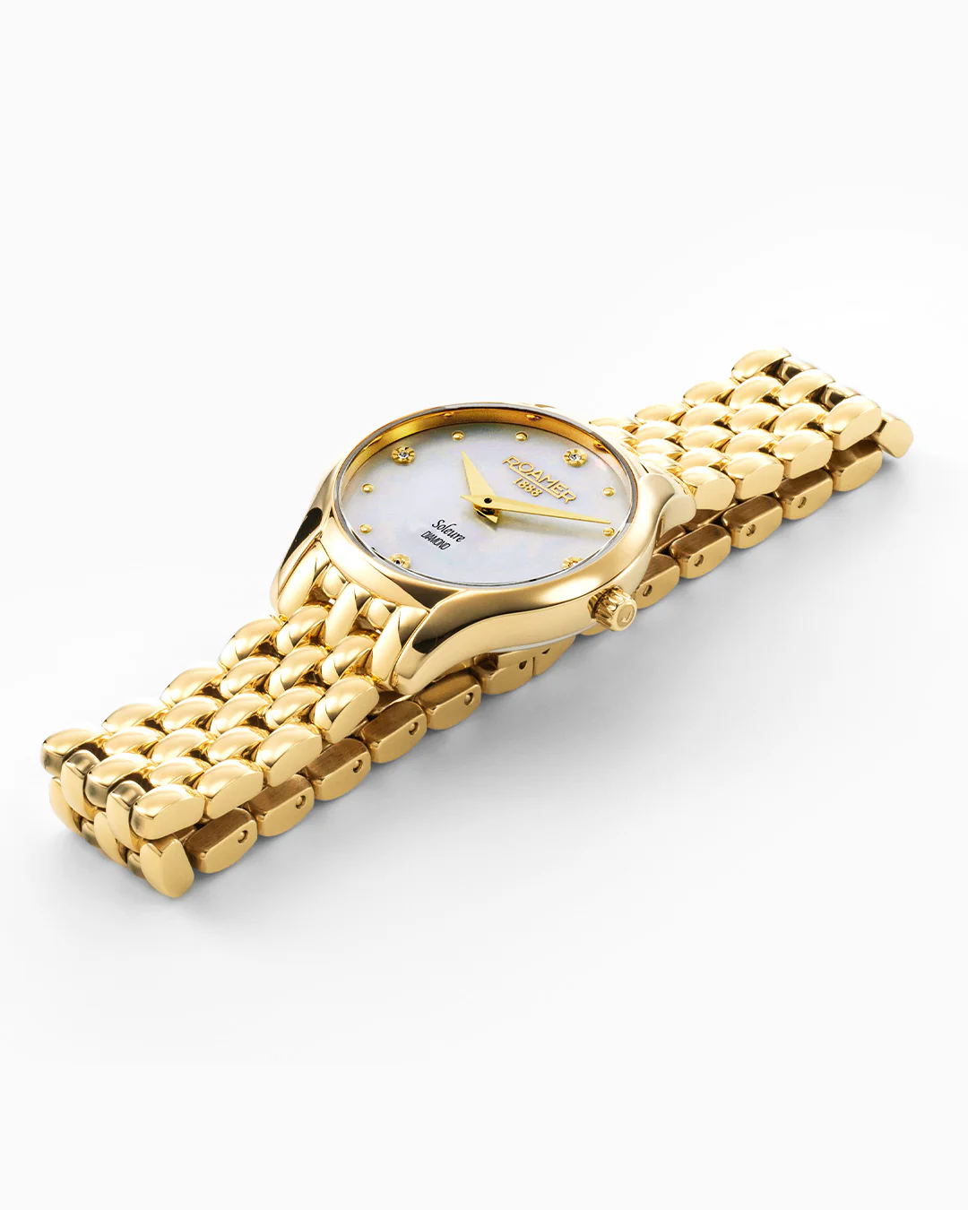 Soleure 30mm Quartz Two-Hand White MOP Dial Gold Bracelet Sapphire glass Stainless Steel swiss watch - Image 3