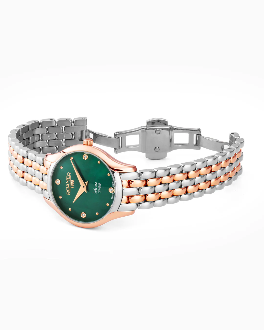 Soleure 30mm Quartz Two-Hand Green Mop Dial Rosegold-Silver Tone Bracelet Sapphire glass Stainless Steel swiss watch - Image 2