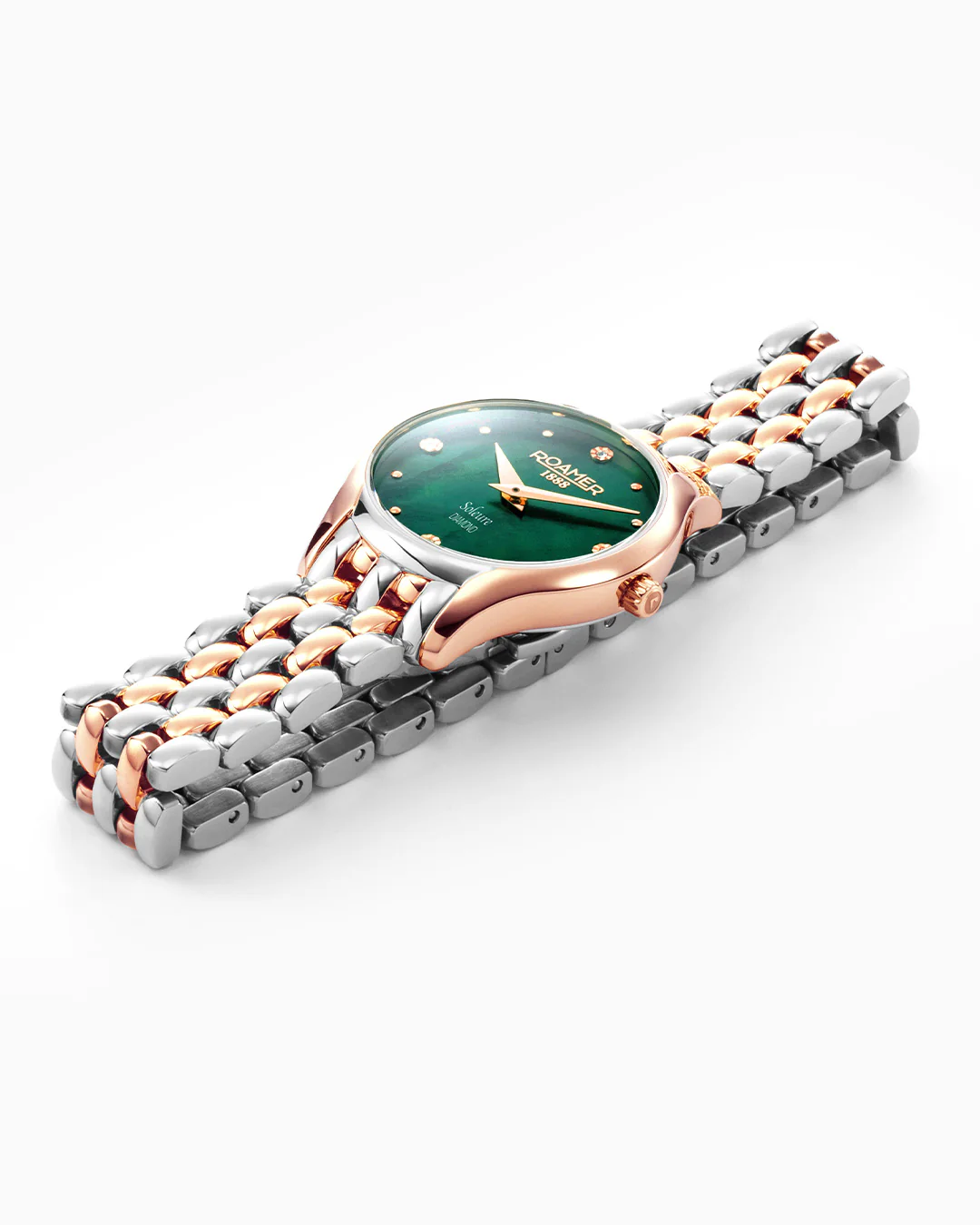 Soleure 30mm Quartz Two-Hand Green Mop Dial Rosegold-Silver Tone Bracelet Sapphire glass Stainless Steel swiss watch - Image 3