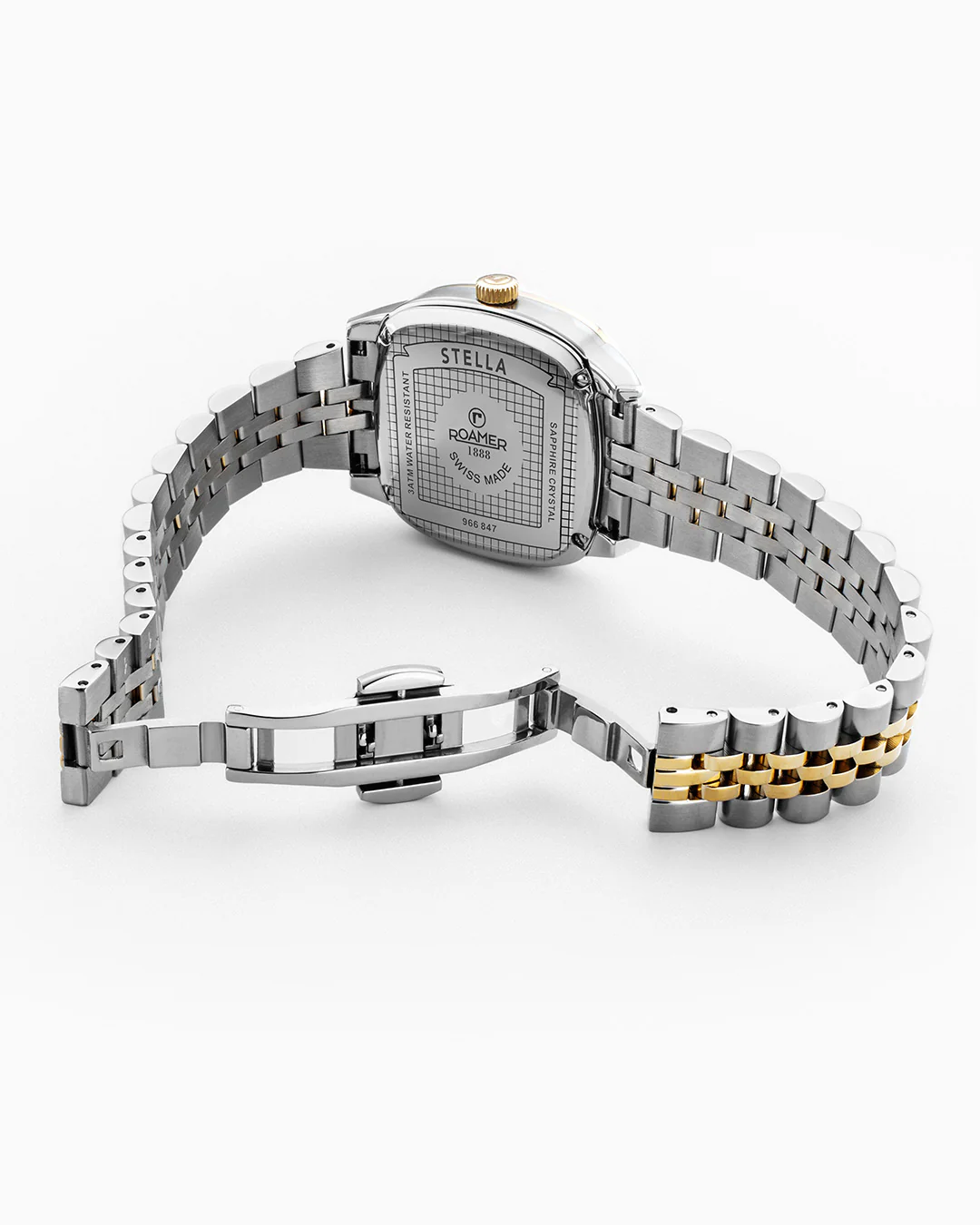 Stella 32.5mm Quartz Three-Hand White Mop Dial Gold-Silver Tone Bracelet Sapphire antireflection glass Stainless Steel swiss watch - Image 4