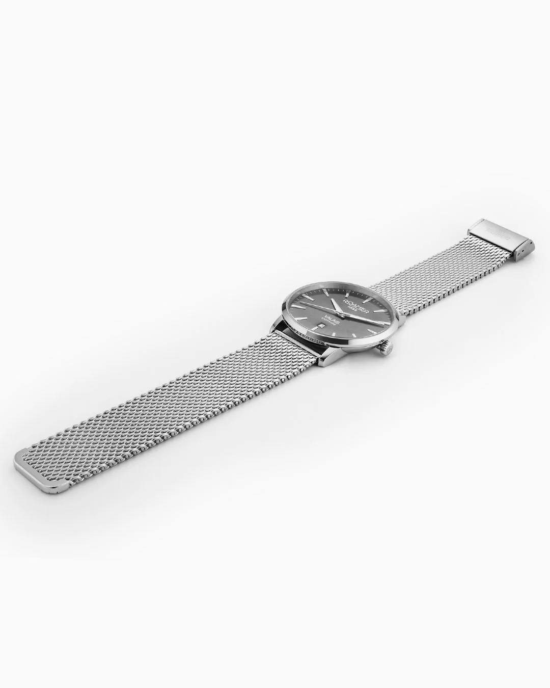 Valais Gents Interchangeable Box Set 42mm Quartz Three-Hand Date Grey Dial Black Leather Strap and Stainless Steel Milanaise Bracelet Sapphire glass Stainless Steel swiss watch - Image 6