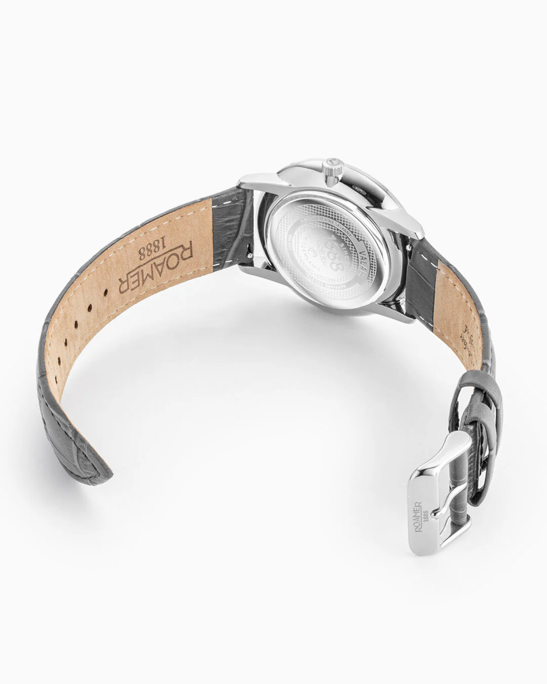 Valais Gents Interchangeable Box Set 42mm Quartz Three-Hand Date Grey Dial Black Leather Strap and Stainless Steel Milanaise Bracelet Sapphire glass Stainless Steel swiss watch - Image 7