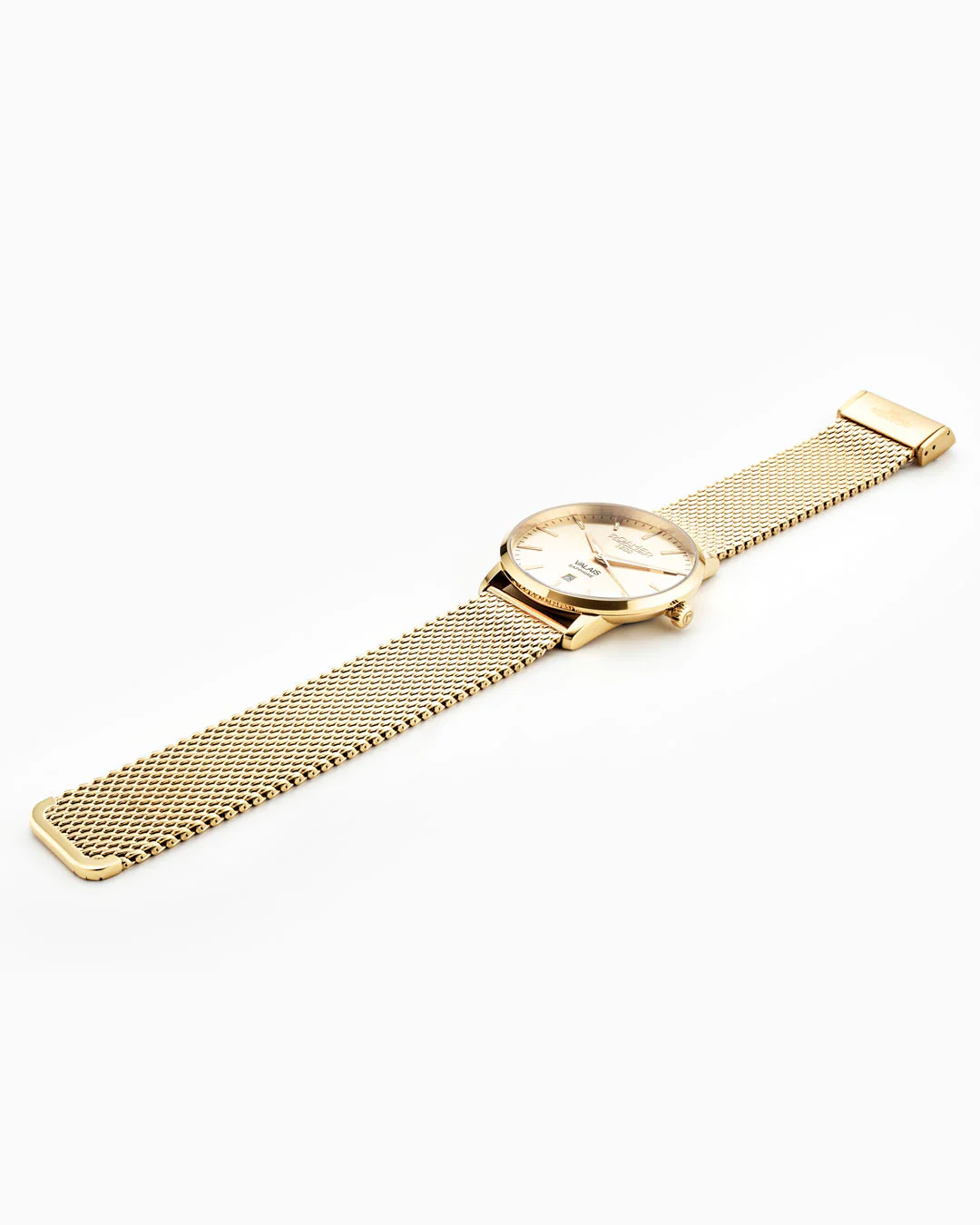 Valais Gents Interchangeable Box Set 42mm Quartz Three-Hand Date Champagne Dial  Brown Leather Strap and Milanaise Gold Bracelet Tone Sapphire glass Stainless Steel swiss watch - Image 6