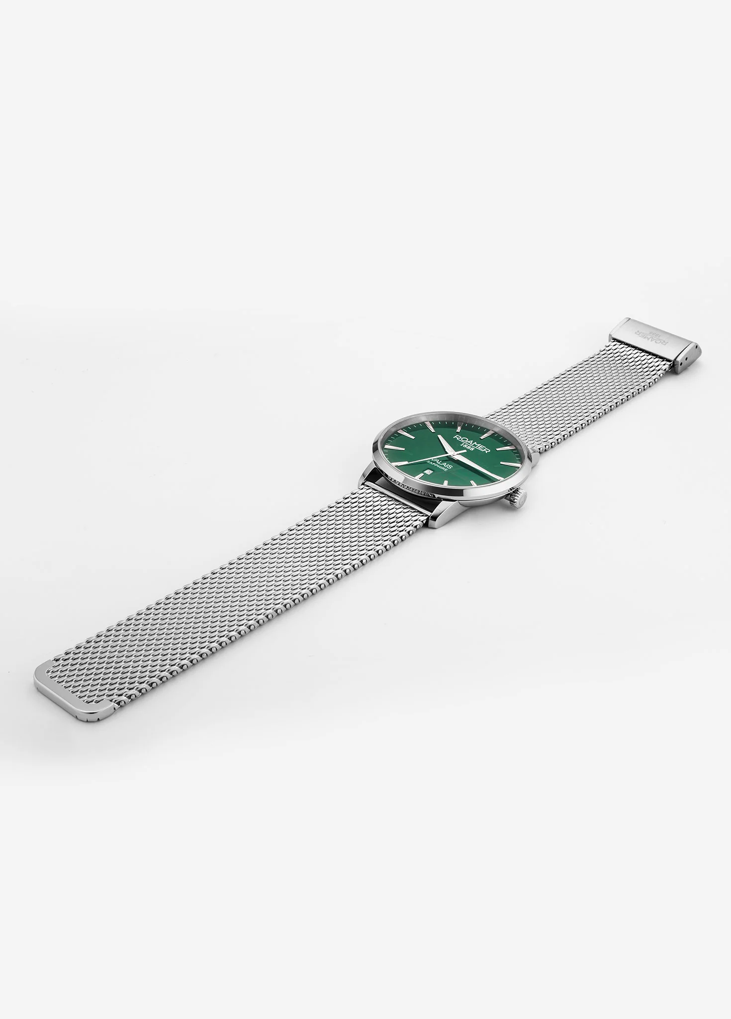 Valais Gents Interchangeable Box Set 42mm Quartz Three-Hand Date Green Dial Green Leather Strap and Stainless Steel milanaise Bracelet Sapphire glass Stainless Steel swiss watch - Image 6