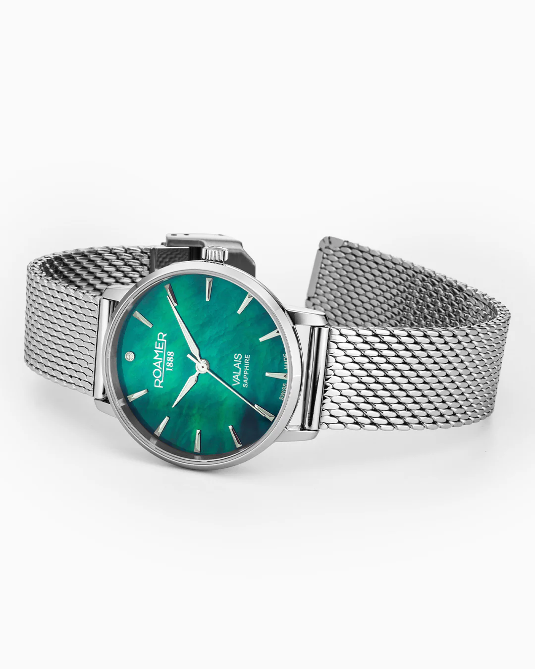 Valais Ladies Interchangeable Box Set 32mm Quartz Three-Hand Date Green Mop Dial Black Leather Strap Sapphire glass Stainless Steel swiss watch - Image 4