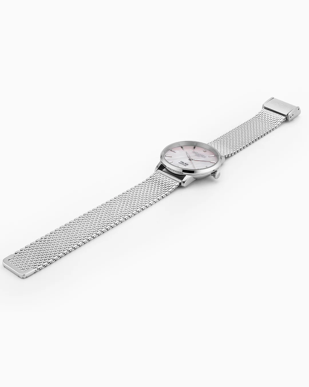 Valais Ladies Interchangeable Box Set 32mm Quartz Three-Hand Date White MOP Dial Black Leather Strap and Stainless Steel Milanaise Bracelet Sapphire glass Stainless Steel swiss watch - Image 6