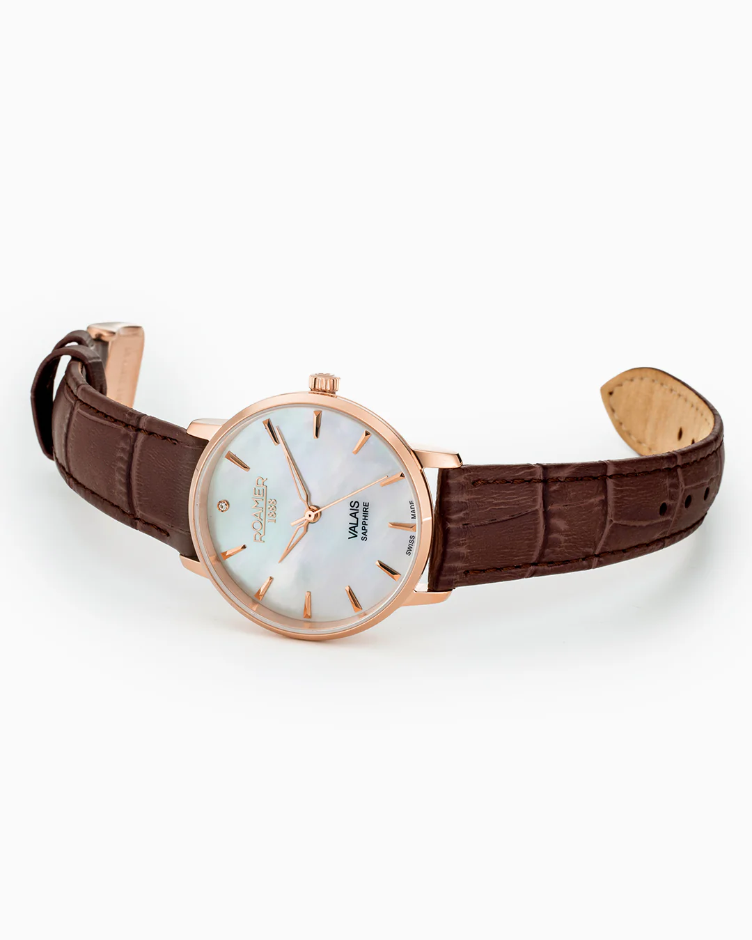 Valais Ladies Interchangeable Box Set 32mm Quartz Three-Hand Date Brown Leather Strap Sapphire glass Stainless Steel swiss watch - Image 3