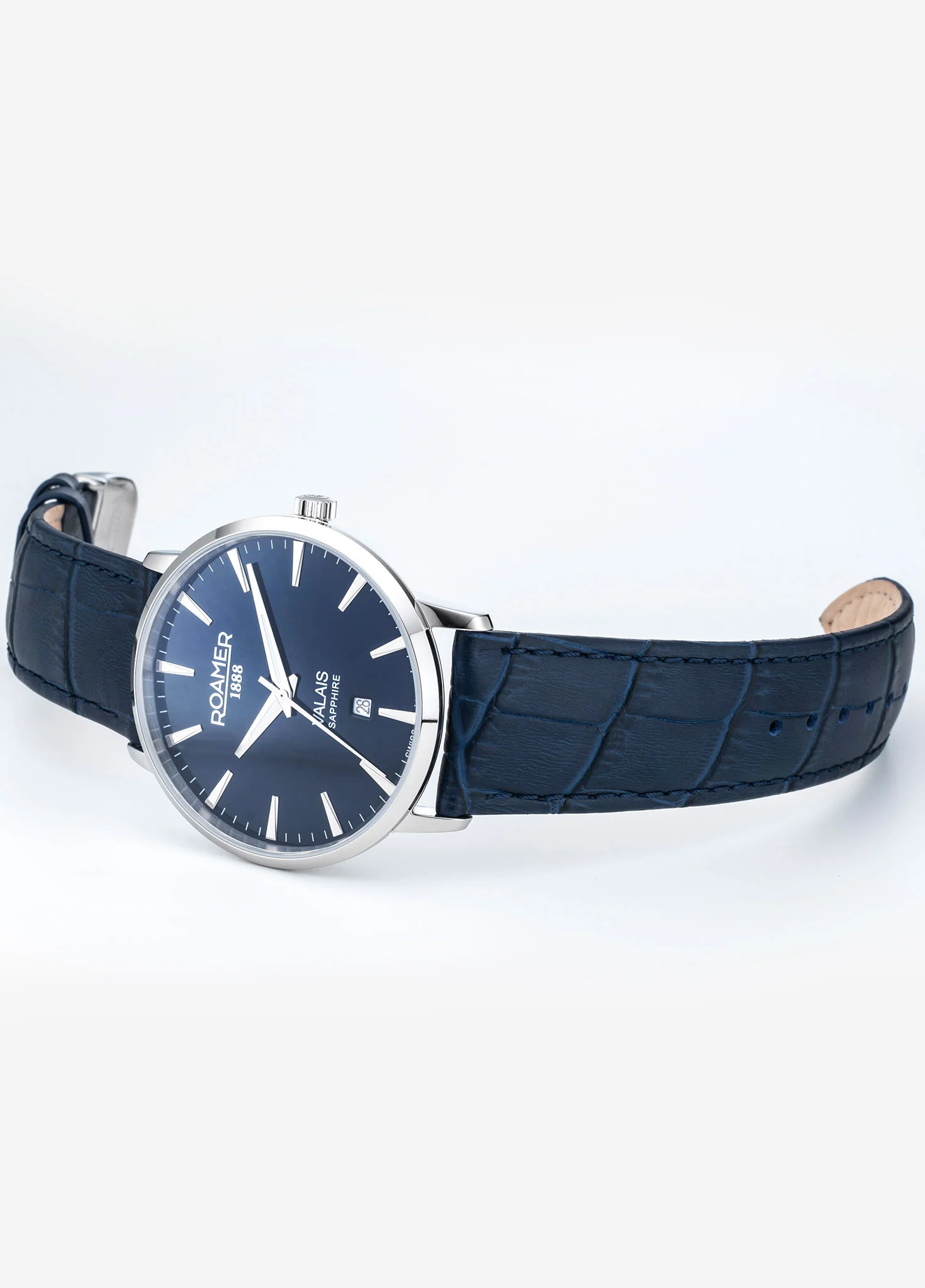 Valais Gents Interchangeable Box Set 42mm Quartz Three-Hand Date Blue Dial Blue Leather Strap Sapphire glass Stainless Steel swiss watch - Image 3