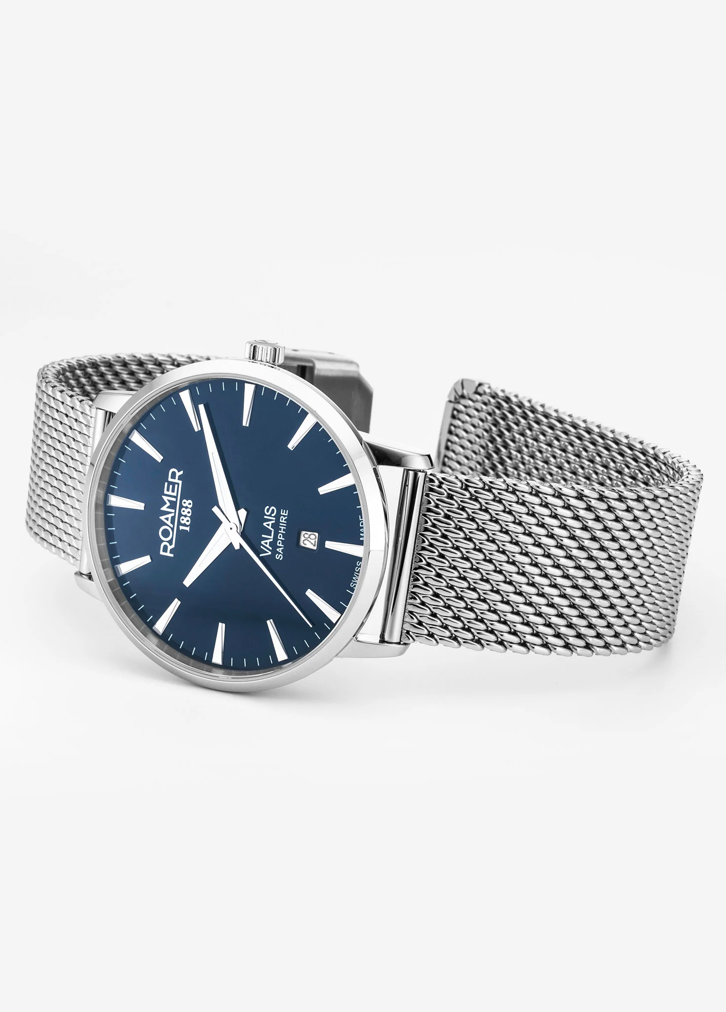 Valais Gents Interchangeable Box Set 42mm Quartz Three-Hand Date Blue Dial Blue Leather Strap Sapphire glass Stainless Steel swiss watch - Image 4