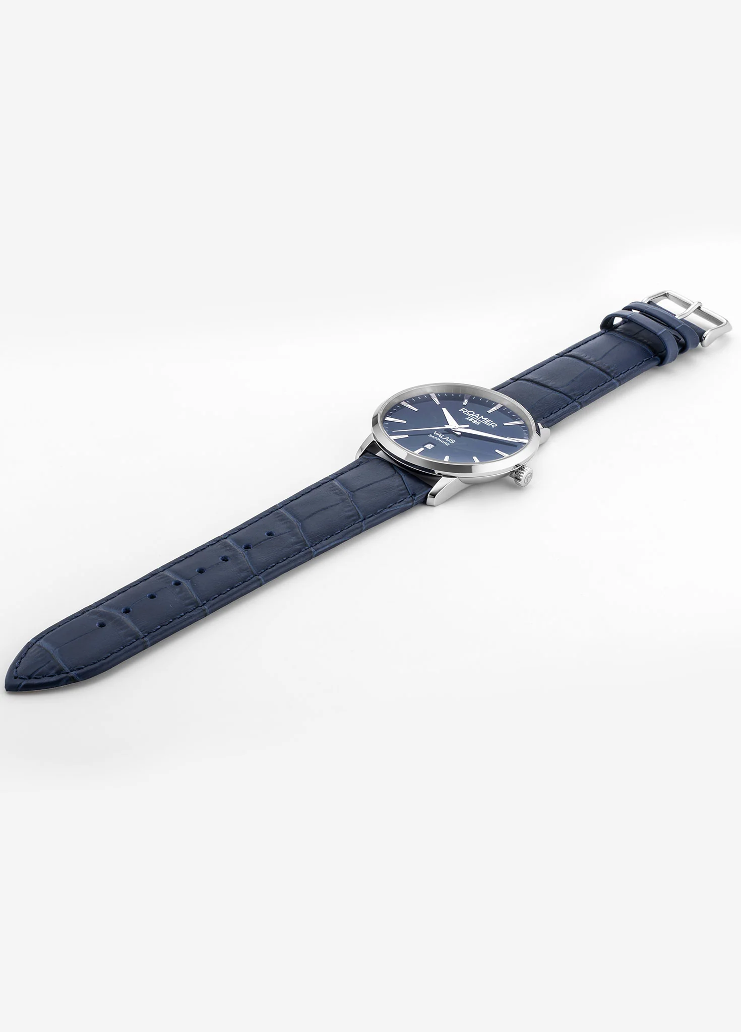 Valais Gents Interchangeable Box Set 42mm Quartz Three-Hand Date Blue Dial Blue Leather Strap Sapphire glass Stainless Steel swiss watch - Image 5
