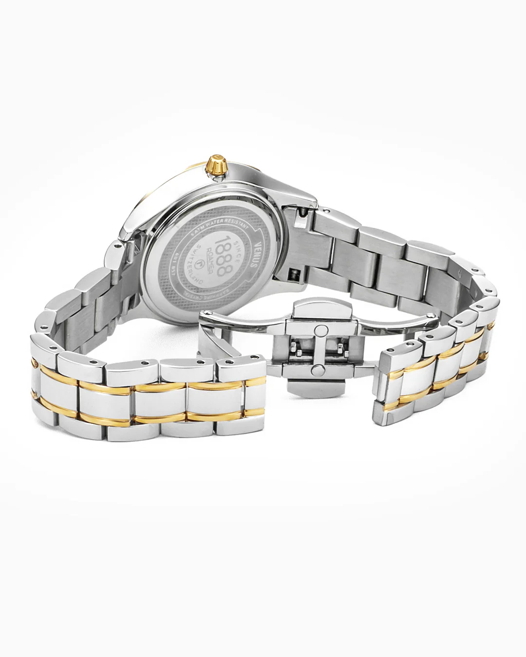 Venus Diamond 30mm Quartz Two-Hand Blue Mop Two-Tone Bracelet Sapphire glass Stainless Steel swiss watch - Image 3