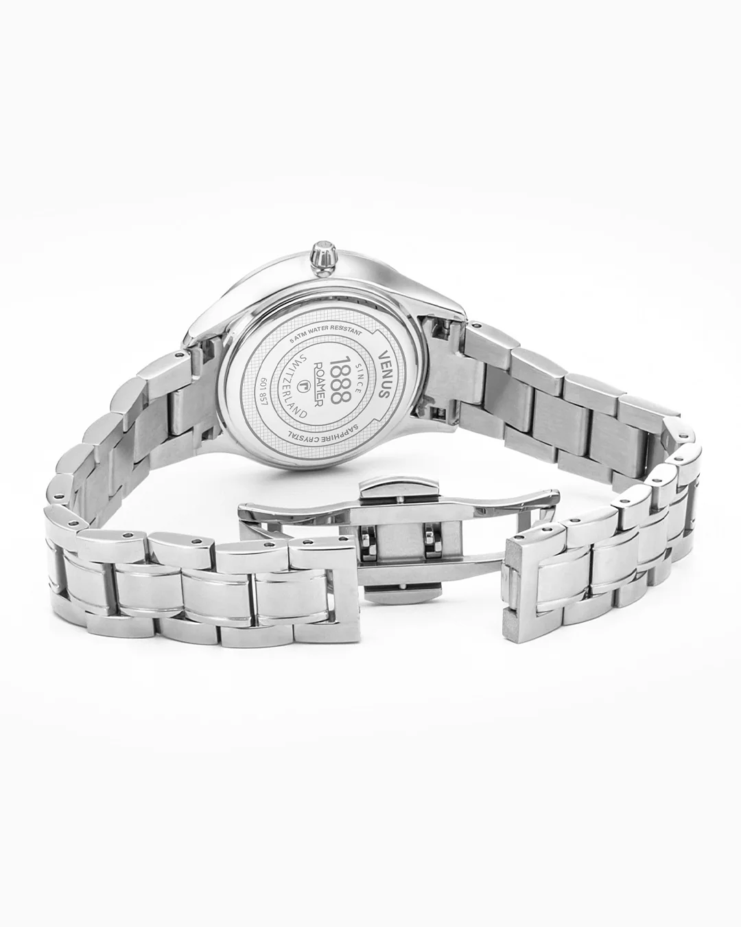Venus Diamond 30mm Quartz Two-Hand Black Mop Silver Bracelet Sapphire glass Stainless Steel swiss watch - Image 3