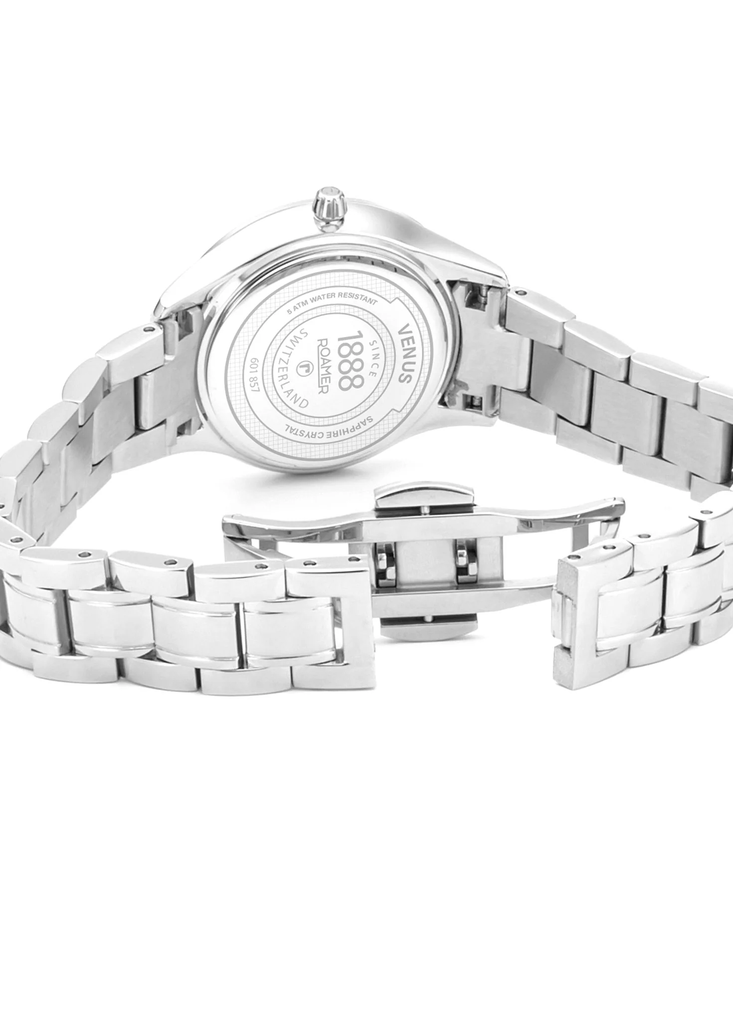 Venus Diamond 30mm Quartz Two-Hand White Mop W/Pnp Indexes, 1Pc 1.2Mm Dia Dial  Silver Bracelet Sapphire glass Stainless Steel swiss watch - Image 3